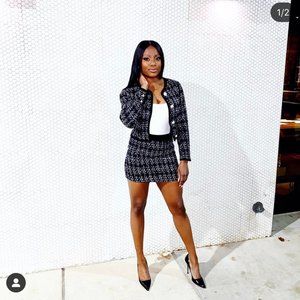 Black + White Tweed Skirt Suit Set